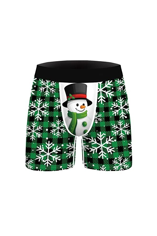 FGUUTYM Sous-vêtements en dentelle pour homme - Sous-vêtements plats et respirants avec impression de Noël - Boxer de sport d