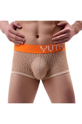 LANSKIRT Culotte Boxer Homme Taille Régulière Hommes Sexy Dentelle sous-vêtements Shorts Slip Slips Slips Culottes String Hom