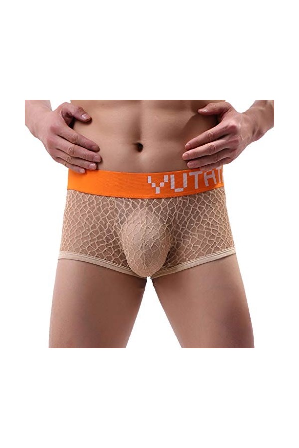 LANSKIRT Culotte Boxer Homme Taille Régulière Hommes Sexy Dentelle sous-vêtements Shorts Slip Slips Slips Culottes String Hom