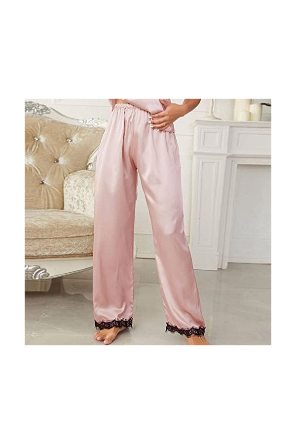 Pantalon de pyjama pour femme - Lingerie en satin - Sexy - Slip - Culotte de nuit - Culotte sexy - Costume dhippopotame, Ros