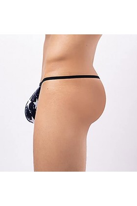 Junhasgood Culottes de Mode Masculine Culottes Sexy Ride Up Briefs Underwear Pant Tenue Sexy Latex Navy, XXL 