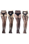 Vellede Collant Resille Ouvert Pantyhose Lingerie Sexy Collants Noir 3 Pack