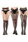 Vellede Collant Resille Ouvert Pantyhose Lingerie Sexy Collants Noir 3 Pack