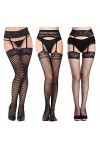 Vellede Collant Resille Ouvert Pantyhose Lingerie Sexy Collants Noir 3 Pack