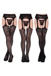 Vellede Collant Resille Ouvert Pantyhose Lingerie Sexy Collants Noir 3 Pack