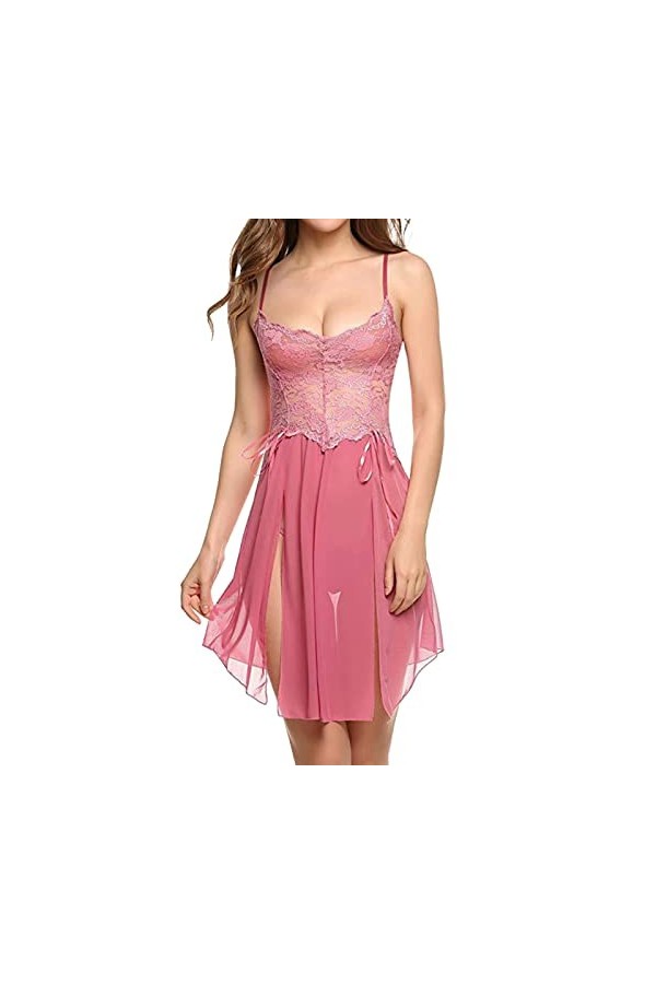 Lingerie Femme Sexy Ensemble Homme Sexy Hot y25k Nouveau Sexy Femmes Fleur Dentelle Lingerie Bowknot Maille Chemise De Nuit C