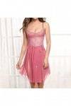 Lingerie Femme Sexy Ensemble Homme Sexy Hot y25k Nouveau Sexy Femmes Fleur Dentelle Lingerie Bowknot Maille Chemise De Nuit C