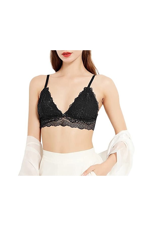 Lingerie Femme Sexy Ensemble Homme Sexy Hot y*2k Bralette en Dentelle avec rallonges Fine Sangle réglable Non rembourrée Sexy