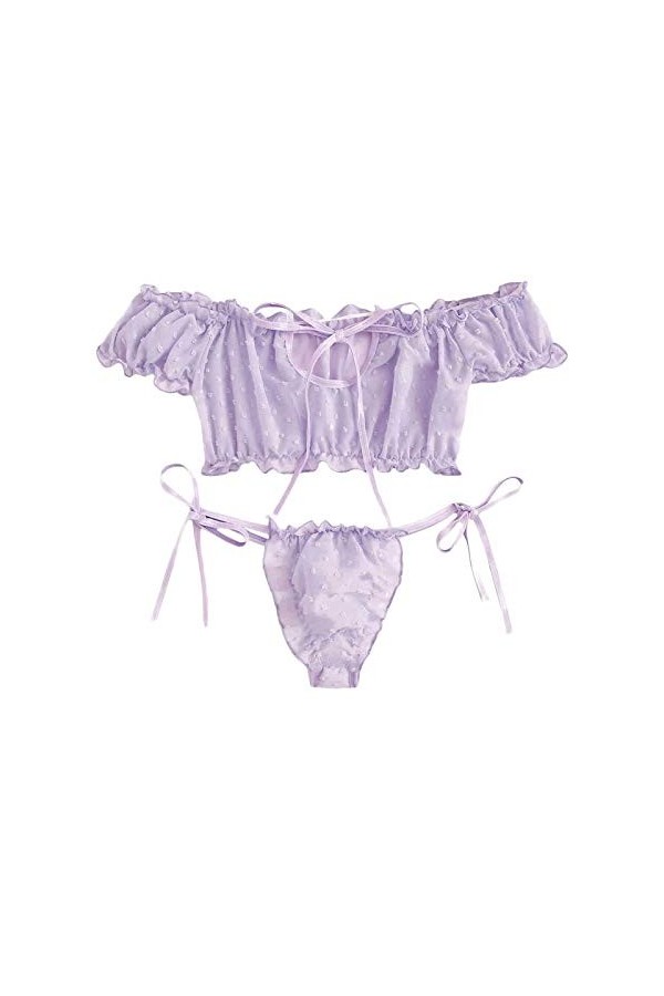 Lingerie Femme Sexy Ensemble Homme Sexy Hot y21k Lingerie Bowknot Off-Shouder Femmes Pyjama Sleepwear Mignon Broderie Set Den