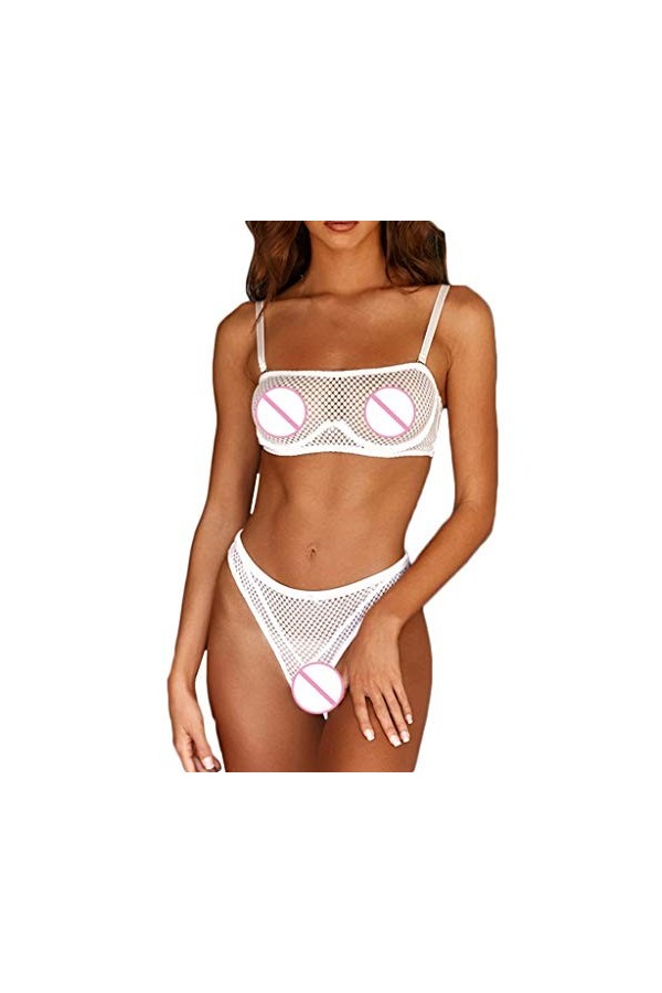 Lingerie Femme Sexy Ensemble Homme Sexy Hot y25k Soutien-Gorge Sexy sous-vêtements Brief Mesh Fil de Bralette Maillage Sexy L