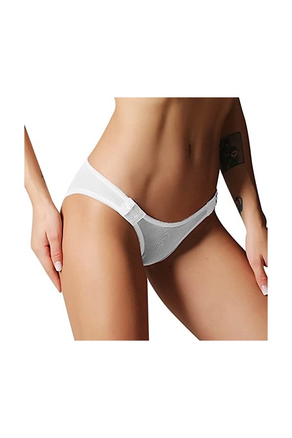 String Tangas pour Femme Sexy Slips Confortables Lace Patchwork Culotte Creux Out Élastique sous Vetement de Coton Croisées P