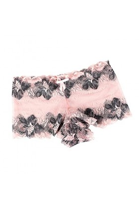 LDadgf Culotte sexy en dentelle avec imprimé en dentelle - Couleur contrastée - Motif roses - Pantalon dentrejambe en coton 