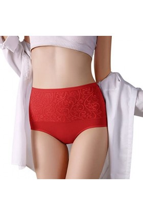 Sous-vêtements de contrôle du ventre - Culotte gainante pour femme - Culotte en dentelle - Taille haute - Anti-pénétration - 