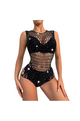 liaddkv Body en dentelle - Lingerie sexy - Jacquard - Jupe de hanche - Filet - Costumes pour femme - Lingerie sexy - Noir - T