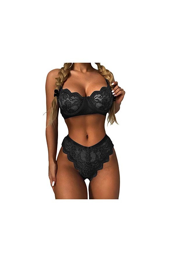 Lingerie Femme Sexy Ensemble Homme Sexy Hot y29k Sexy Lace Lingerie Ladies Lingerie Sexy Soutien Gorge Cuir Black, M 