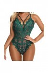 liaddkv Sexy Fashion Lace Sous-vêtements en dentelle avec anneau en acier, vert, M