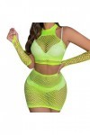 liaddkv Robe en résille pour femme - Lingerie sexy - Entrejambe ouverte, jaune, taille unique