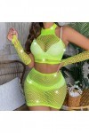 liaddkv Robe en résille pour femme - Lingerie sexy - Entrejambe ouverte, jaune, taille unique