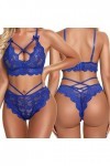 Lingerie Sexy Femme Dames Trois Points Lingerie Sexy Dentelle Soutien-Gorge Culotte Deux pièces Costume String Sexy Hot Ouver