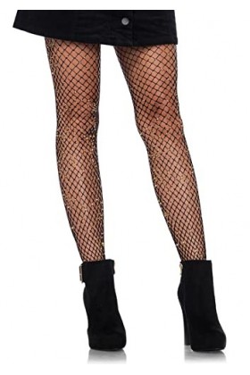 Leg Avenue 9323 Collant Résille en Lurex Or Noir Tu Eur 34-38