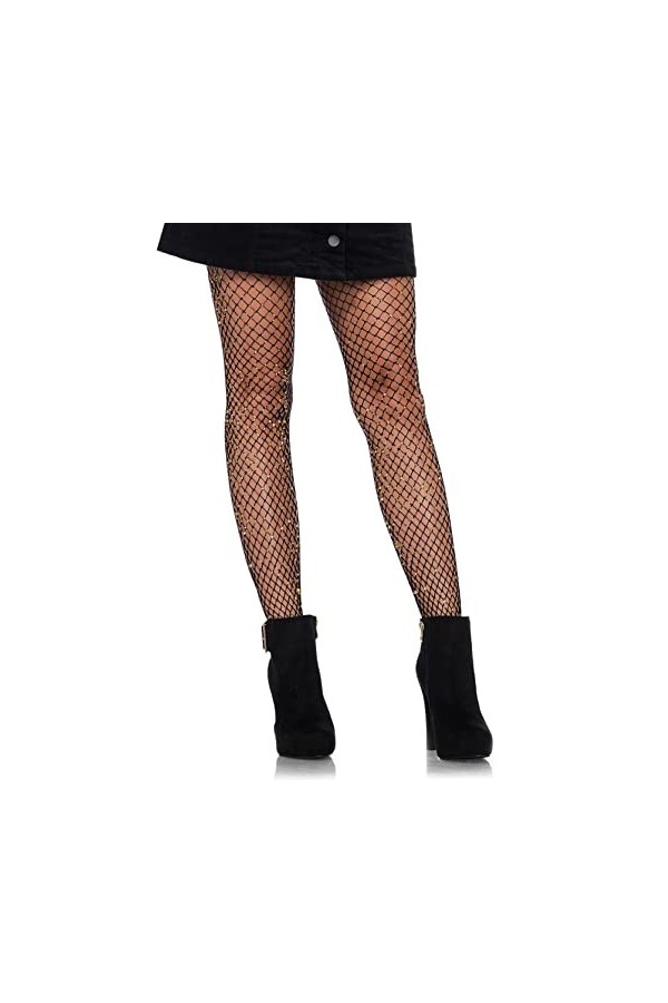 Leg Avenue 9323 Collant Résille en Lurex Or Noir Tu Eur 34-38