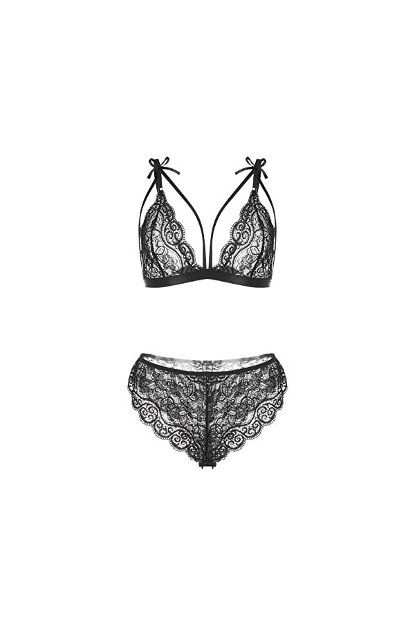 Lingerie Sexy Ensemble Femme Erotique sous-Vetements 2 Pièce Vêtements De Nuit Dentelle Ensemble Soutien Gorge et String Sexy