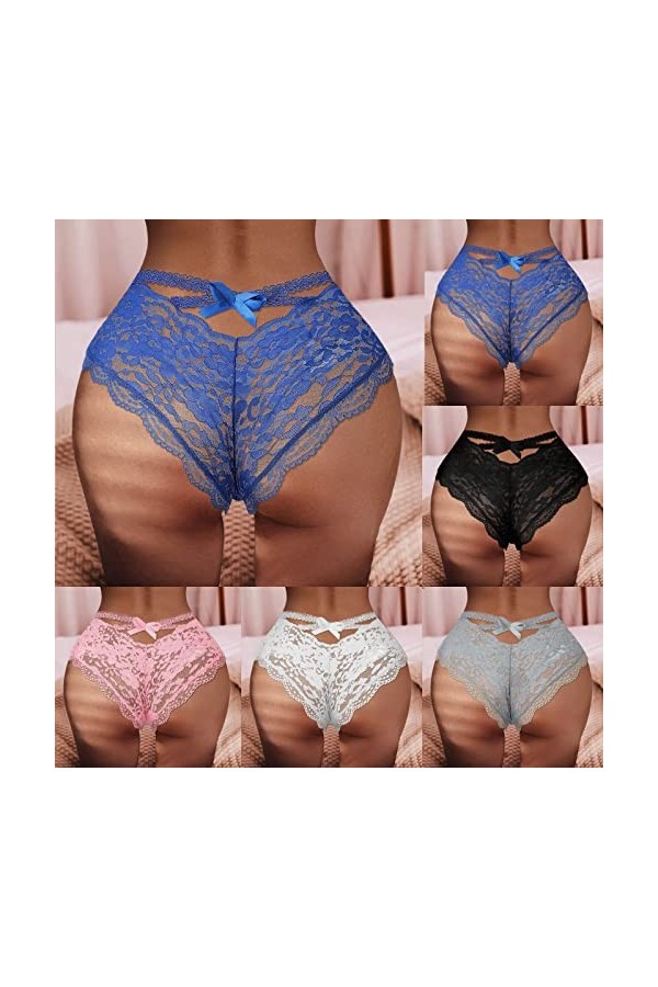 G-String et T-Back Tangas de Femme en Sexy Slips Chic Lace Patchwork pour Femmculottes Creux Out sans Couture sous-Vêtements 