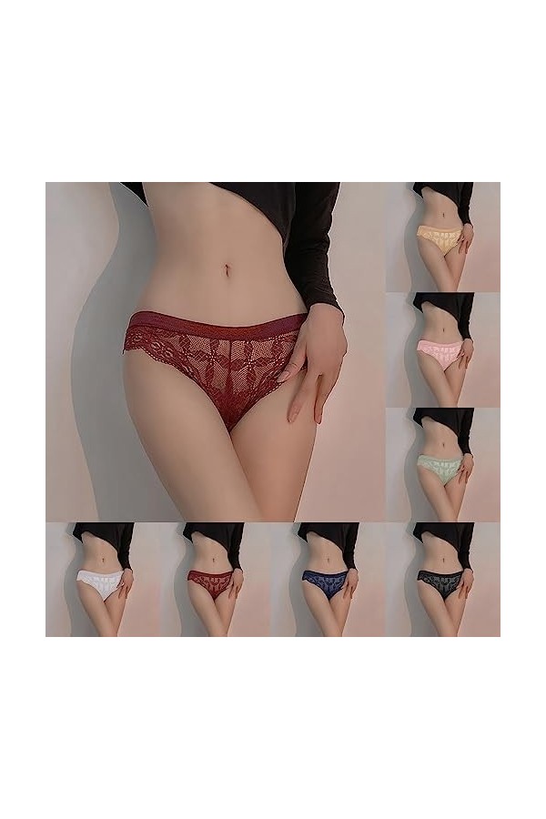 KEIZHUONIQIU Tanga-Strings Tangas de Femme Erothique Slip Coquine Dentelle pour Femmculottes Taille Haute Blanc sous-Vetement