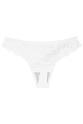 KEIZHUONIQIU String Pantalons Tanga Dames en Sexy Slips Respirant Crochet Dentelle pour Femmculottes Taille Haute Blanc sous 
