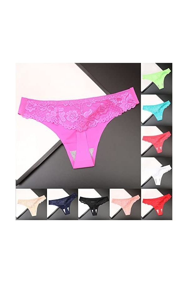 KEIZHUONIQIU String Pantalons Tanga Dames en Sexy Slips Respirant Crochet Dentelle pour Femmculottes Taille Haute Blanc sous 