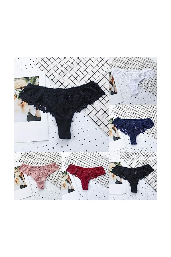 KEIZHUONIQIU G-String et Tangas Femme Ouvert Slip Confortables Crochet Dentelle pour Femmculottes Taille Haute Invisible sous