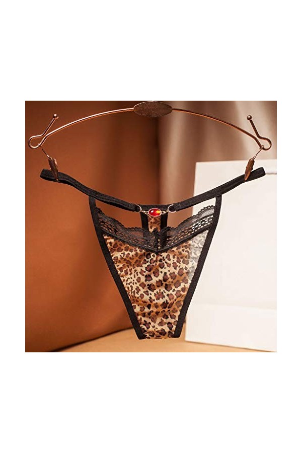UOWEG Culotte sous-vêtements Dentelle Strings Lingerie Femmes Léopard Sexy Sheer Briefs Mesh pour Moi Lingerie Coffee, One S