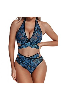 Ensemble de culottes pour femme - Deux pièces - String - Sous-vêtements érotiques - Push Up - Bustier - Nuisette - Bretelles 