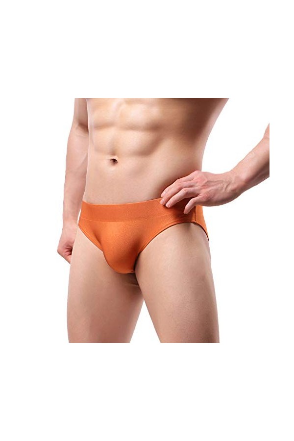 Culotte pour homme - Sous-vêtements courts et souples - Sous-vêtements sexy - Sous-vêtements pour homme, Orange, M