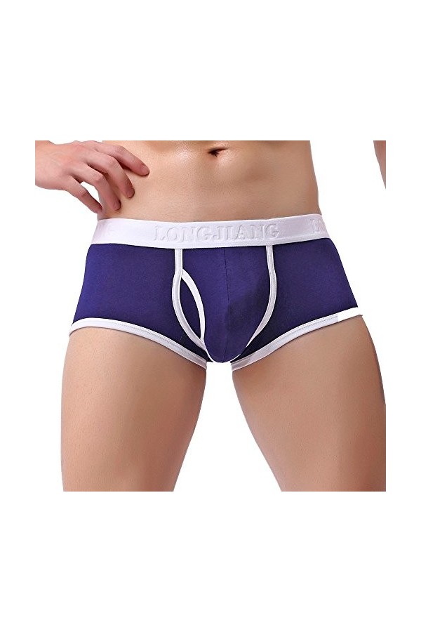 Sexy Pouch Breathe Bulge Sous-vêtements solides pour homme Sous-vêtement avec inscription en allemand, bleu, M