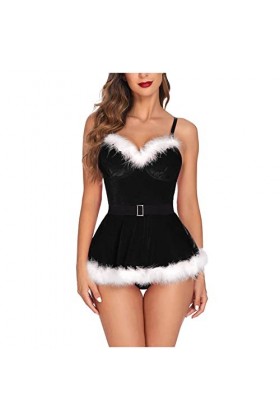 Lingerie sexy de Noël - Lingerie sexy - Corset pour femme - Sous-vêtements sexy - Lingerie sexy - Pyjama - Ensemble de linger