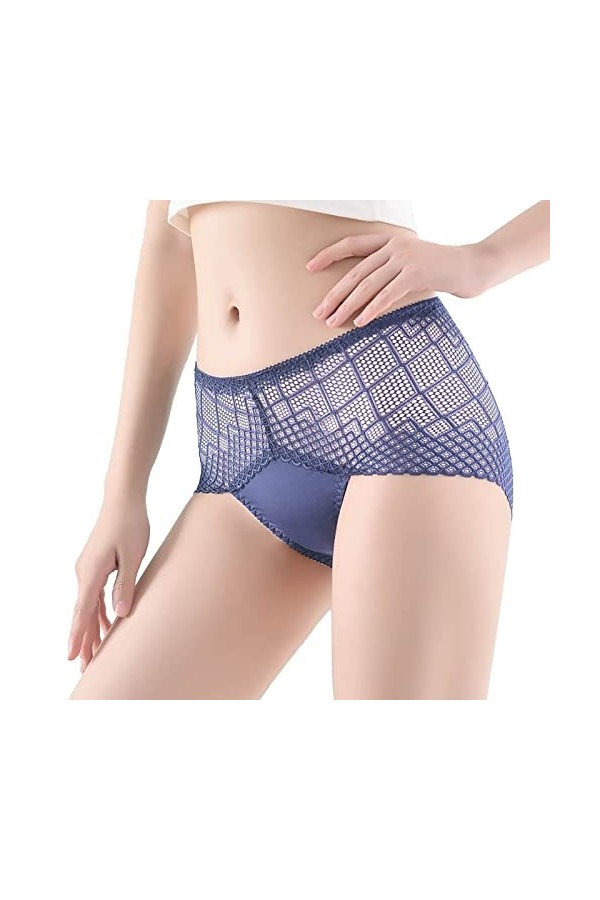 Lingerie robe à lacets ajourés sous-vêtements en dentelle culotte culotte sexy crochet pour femme, violet, L