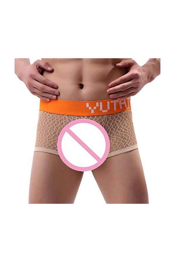 LANSKIRT Culotte Boxer Homme Taille Régulière Hommes Sexy Dentelle sous-vêtements Shorts Slip Slips Slips Culottes String Hom