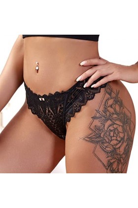 Dasongff String Femme Sexy Chic Dentelle String Ficelle Culotte Taille Basse Belle Fesses G-String Tangas Sensuelle Creuses R