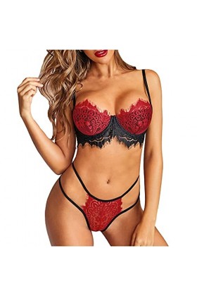 Vêtements De Nuit Femme Erotique Ensemble Soutien Gorge et String 2 Pièce sous-Vetements Sexy Lingerie Sexy Ensemble Dentelle