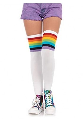 Leg Avenue Bas Opaques Rainbow Blanc Taille Unique