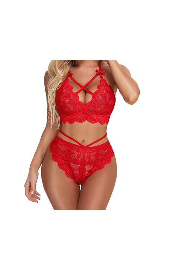 2023 New y2*k Style Lingerie Dames Trois Points Lingerie Sexy Dentelle Soutien-Gorge Culotte Deux pièces Costume Body Tulle 