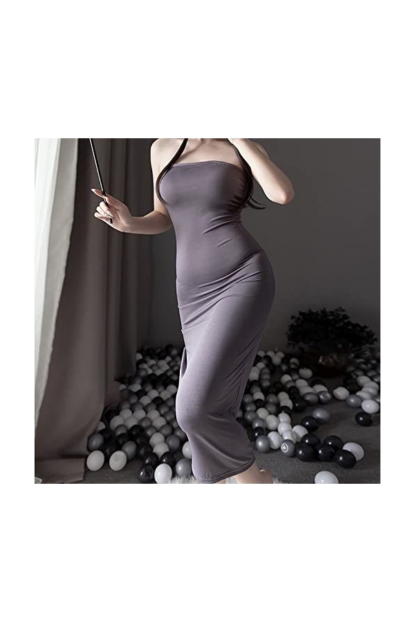 Omen Sexy Secrétaire Lingerie Teacher Play Femmes Costume de chef sexy Robe de nuit avec poches, Gris D, taille unique