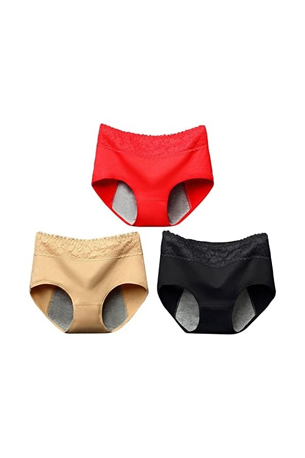 Culottes Menstruelles Femme Taille Mi-Haute Culotte Coton Ultra Minces Lingerie Stretch Boxer Fit Douce Slips Absorbante Tent