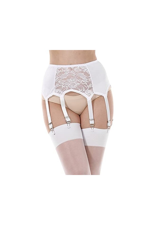 KLONKEE Porte-jarretelles sexy en dentelle avec 6 larges bretelles en métal pour femme porte-jarretelles vendu séparément de