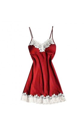 IQYU Ensemble de lingerie sexy en dentelle avec porte-jarretelles et bas de nuit sexy en satin, rouge, XXL