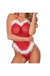 Combinaison de Noël pour femme - Lingerie sexy - Sans manches - String, rouge, L