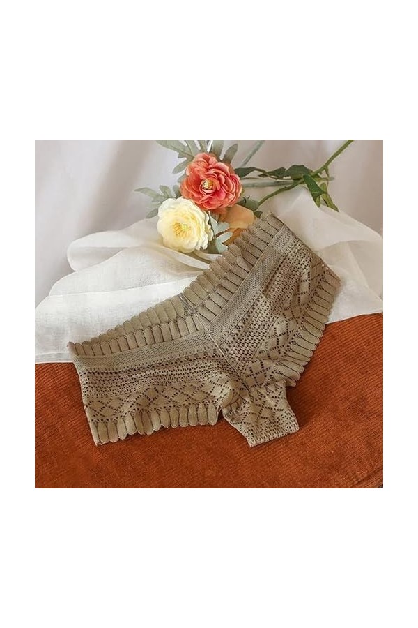 Tenue Ouverte Entrejambe Culotte en Dentelle Transparente pour Dames Sexy de Grande Taille en Coton Creux de qualité Respiran