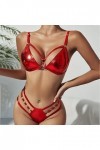 FGUUTYM Ensemble de lingerie sexy en dentelle PU avec anneau lié à la main, rouge, XL