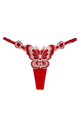 String pour femme avec broderie papillon chic Rouge Taille unique